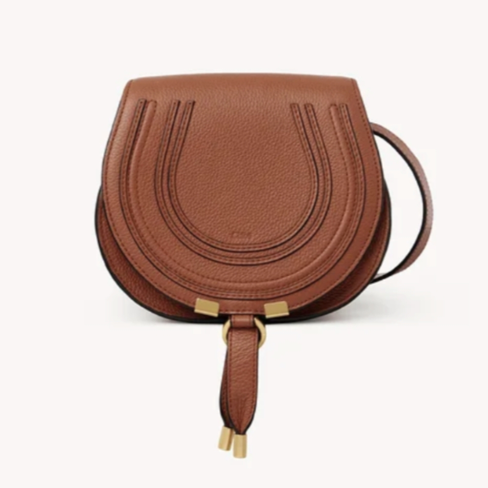 Chloe Marcie Small Saddle Bag Tan